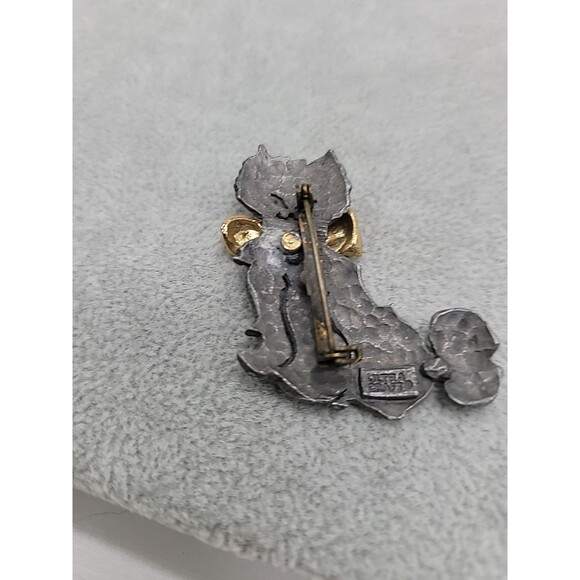 Ultra Craft Matte Silverstone Cat with Bow Pin Brooch Vintage Kitty Jewelry 2" - Picture 11 of 14